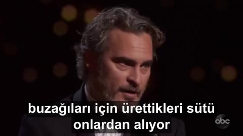 Oscar kazanan Joaquin Phoenix in Çiftlik Hayvanları Üzerine Konuşması - 2020